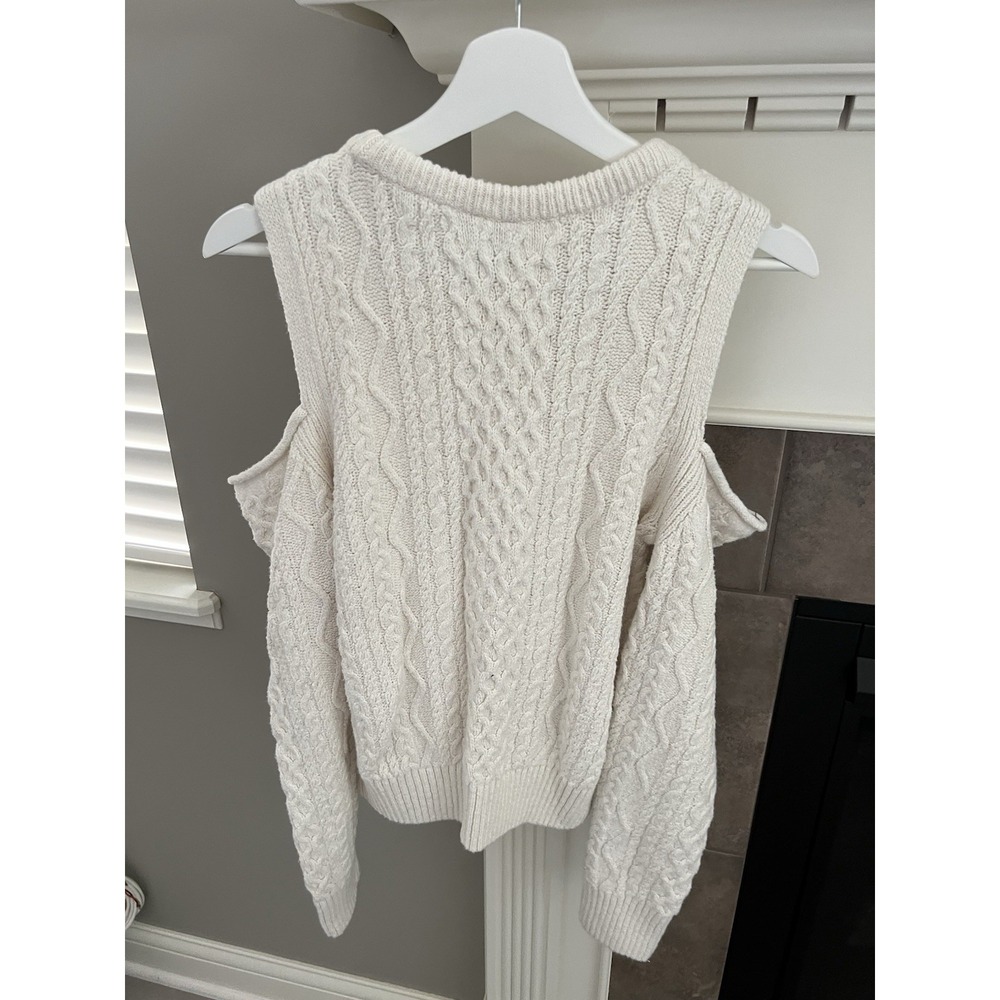 Pilcro Anthropologie Cutout Fisherman Sweater Ivory Buttons Size S - Picture 4 of 8
